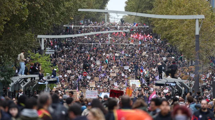 Hundreds of Thousands Protest Across France Amid High Security Alert